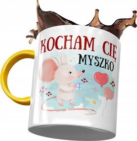 Sárga bögre egérrel Aranyos Ajándék Nyomtatott Fotóval