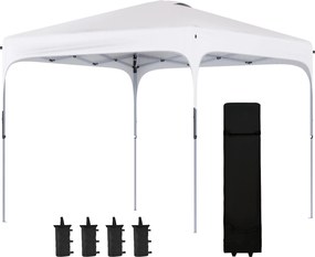 Outsunny Pop-Up Összecsukható Sátor 2.5x2.5x2.68 m Kerti Napernyő UV 50+ Állítható Magassággal 4 Homokzsákkal és Hordtáskával Kempingezéshez, Bulikhoz