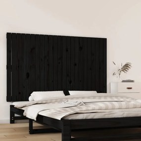 fekete tömör fenyőfa fali fejtámla 147 x 3 x 90 cm