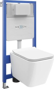 Mexen Cube Fenix Slim beépíthető WC készlet, WC csésze és lassan záródó ülőke, fényes fehér - 61030924000