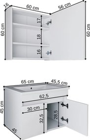 Mosdószekrény, 60 cm – TR283VLN1438