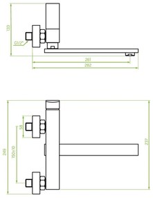 Laveo Kvadrato, falra szerelhető konyhai csaptelep h-139, króm, LAV-BLQ_080V