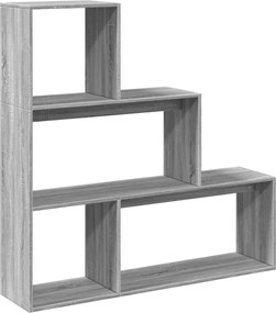 vidaXL 3 szintes szürke sonoma fa elválasztó könyvespolc 123x29x123 cm