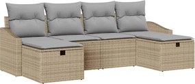 vidaXL Kerti Kanapé Szett párnával 6 pcs Bézs Poli rattan