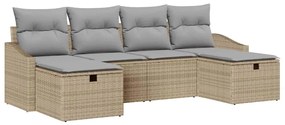 vidaXL Kerti Kanapé Szett párnával 6 pcs Bézs Poli rattan
