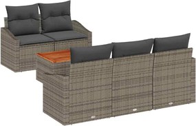 vidaXL Kerti Kanapé Szett párnával 6 pcs Szürke polirattan