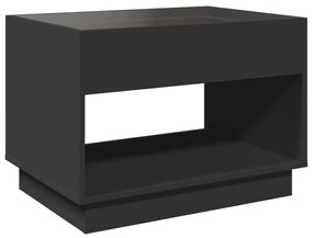 fekete végtelen hatású LED-es dohányzóasztal 70 x 50 x 50 cm