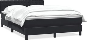 vidaXL fekete bársony rugós ágy matraccal 160x220 cm