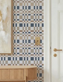 Esselle Home A La Mode Bergan barna-kék kockás vlies tapéta – 100612EH
