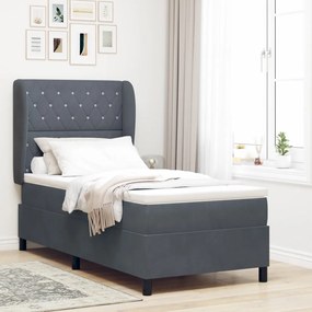 Boxspring Ágy Matrac Közép Szürke 90x190 cm Bársonyos