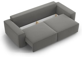 Világosszürke bársony kinyitható-tárolóhelyes kanapé 247 cm Jodie – Micadoni