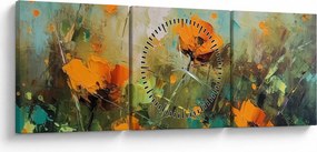 Kép - Virágok (órával) (90x30 cm)