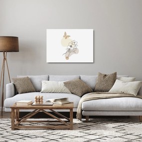 Üveg kép - Bézs virágok pillangóval N⁰3 (70x50 cm)