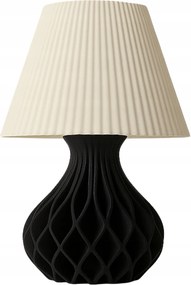 Karu Charcoal lámpa, fekete matt, pliszírozott lámpabúra, Led E27