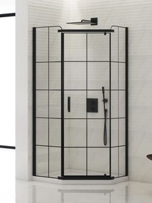 New Trendy New Komfort Black zuhanykabin matt/üveg mintával K-0802