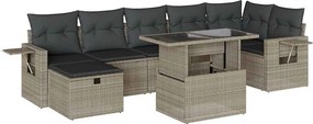 vidaXL 8 részes világosszürke polyrattan kerti ülőgarnitúra párnával