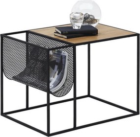Kisasztal, fém/MDF, fekete/tölgy, FLYN