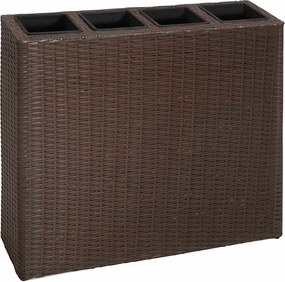 vidaXL barna polyrattan kerti magaságyás 4 kaspóval