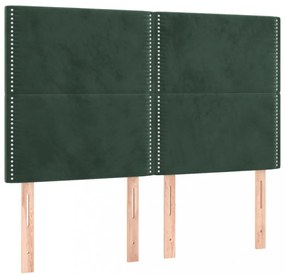 sötétzöld bársony LED-es fejtámla 144x5x118/128 cm