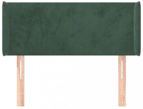 sötétzöld bársony fejtámla szárnyakkal 93x16x78/88 cm