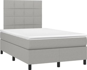 vidaXL világosszürke szövet rugós ágy matraccal 120 x 190 cm