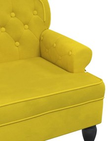 citromsárga bársonypad háttámlával 119,5 x 64,5 x 75 cm