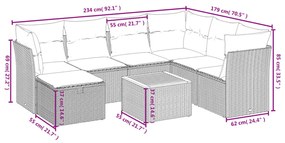 8 részes bézs polyrattan kerti ülőgarnitúra párnával