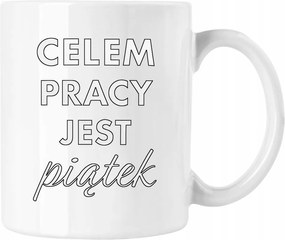 Vicces "munka hétvége péntek" bögre, fehér, 330 ml