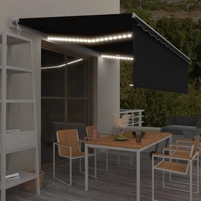 Antracitszürke redőnyös, LED-es, szélérzékelős napellenző 5x3 m