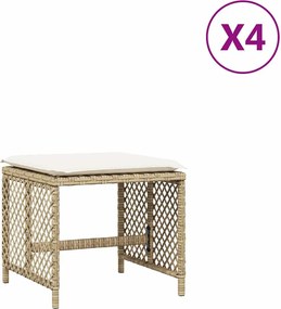 vidaXL 4 db bézs polyrattan kerti szék párnával 41 x 41 x 36 cm