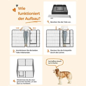Kutya kennel, kutyaketrec, 8 paneles kisállat járóka 100 cm magas | FEANDREA