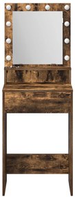 Tükörasztal LED Fényekkel Füstölt Tölgy 50x41x135 cm