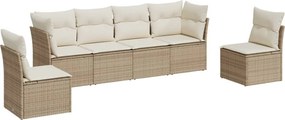 vidaXL 6 részes bézs polyrattan kerti ülőgarnitúra párnával