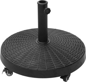 Outsunny Napernyőállvány 25 kg-s kerékkel, kerek rattan-szerű talapzattal, Ø38/48 mm napernyő oszlopokhoz, kerthez, erkélyhez, fekete | Aosom