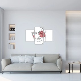 Kép - Line art arc rózsával (90x60 cm)