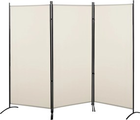 HOMCOM 3-Panel Szobafallal Leválasztó Képernyő 253x50x182 cm Hajtható Szobafal 6 Fémbal lábbal Privát Képernyő Irodához és Hálószobához Beige | Aosom
