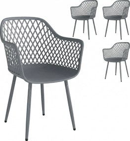 Outsunny 4 darabos kerti szék — UV-álló műanyag ülés, karfa, porfestett fém lábak, 120 kg | Aosom