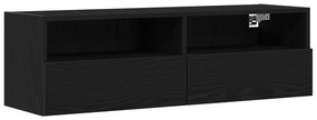 TV Fali Szekrény Fekete Tölgy 100x30x30 cm Műanyag Fa