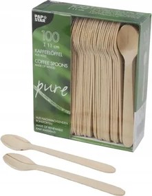 Fa evőeszköz kanál eldobható kávé tea sütemény 11 cm x100