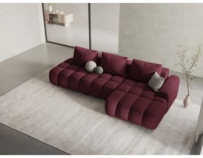 Borvörös kinyitható-tárolóhelyes sarokkanapé (jobb oldali-heverő résszel) Linz – Cosmopolitan Design
