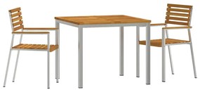 vidaXL Kert étkező szett 3 pcs Barna Tömör Akácfa