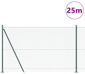 Hegesztett Drótkerítés 13 Flanged Oszloppal Zöld 1.4x25 m Acél