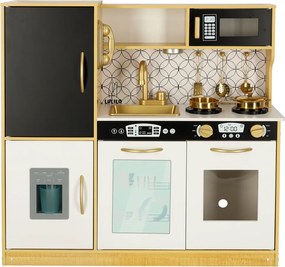 Gyermek fakonyha hűtőszekrénnyel arany