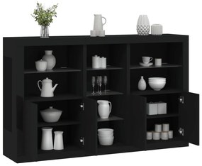 fekete tálalószekrény LED-világítással 162 x 37 x 100 cm