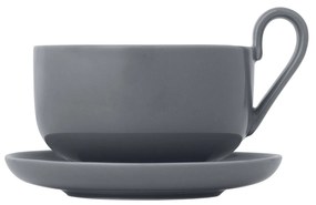 RO 2 db-os porcelán teáscsésze sötétszürke