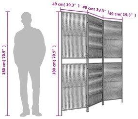 barna 3-paneles polyrattan térelválasztó