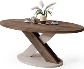 Mazzoni LOXA ovális dohányzóasztal Elegant Dió / Taupe Bézs - DOHÁNYZÓASZTAL 120x65 cm