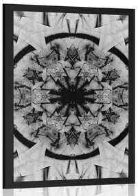 Poszter Mandala absztrakció fekete fehérben