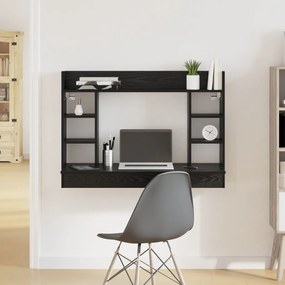 vidaXL falra szerelhető íróasztal fekete tölgy 105x48x75 cm szerelt fa