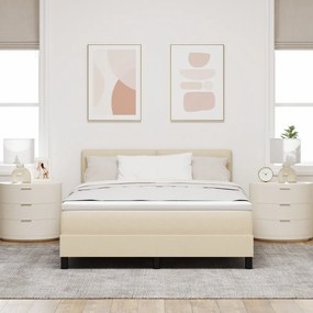 Boxspring Ágy Mattal és LED-del Krém 140x200 cm Szövet